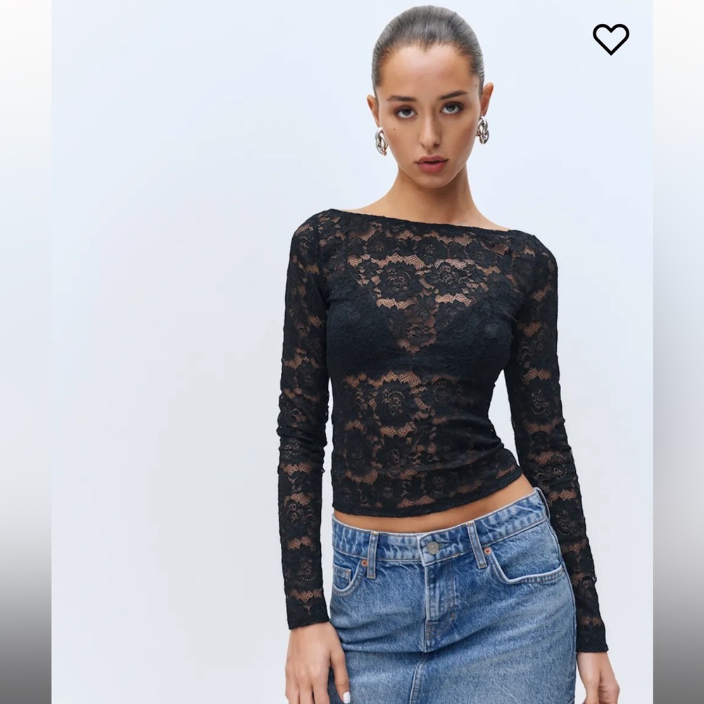 Reformation Black Floral Lace Long-Sleeve Bodysuit